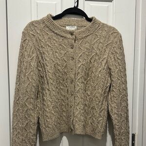 Barneys New York Beige Cable Knit Cardigan